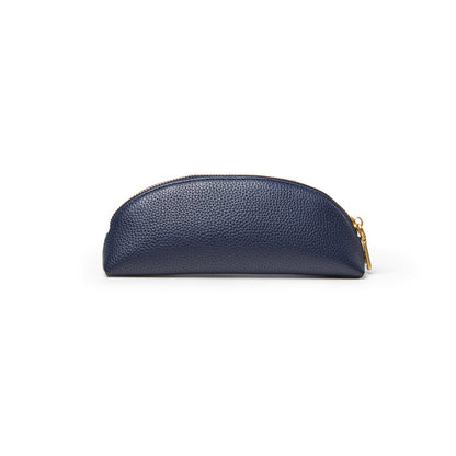 Navy pebble pencil pouch with a textured finish and gold zipper, perfect for organizing stationery and accessories.