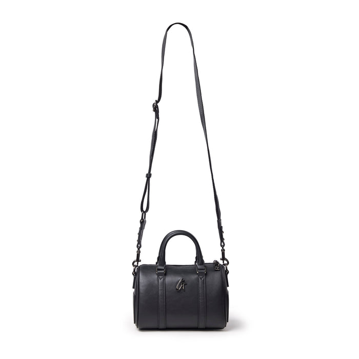 Mini Standard Gal Boston Bag in black, featuring a sleek design with dual handles and an adjustable shoulder strap.