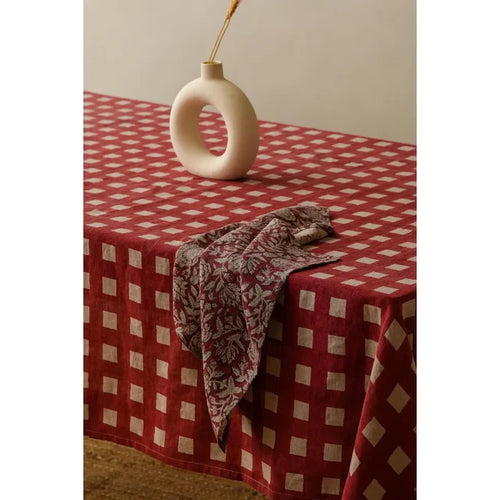 Minimalist Linen Rio Napkin in Rio Red Block Print