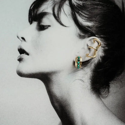 Mod + Jo - Evy Raised Gemstone Hoops in Malachite