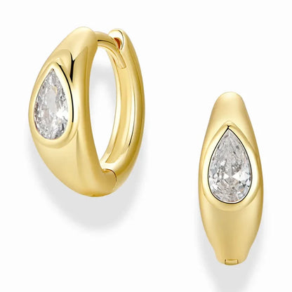 Mod + Jo - Tally Pear Huggie Hoops in Cubic Zirconia