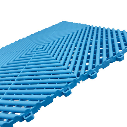 Modular Interlocking Ribbed Vented Garage Floor Tiles - Light Blue