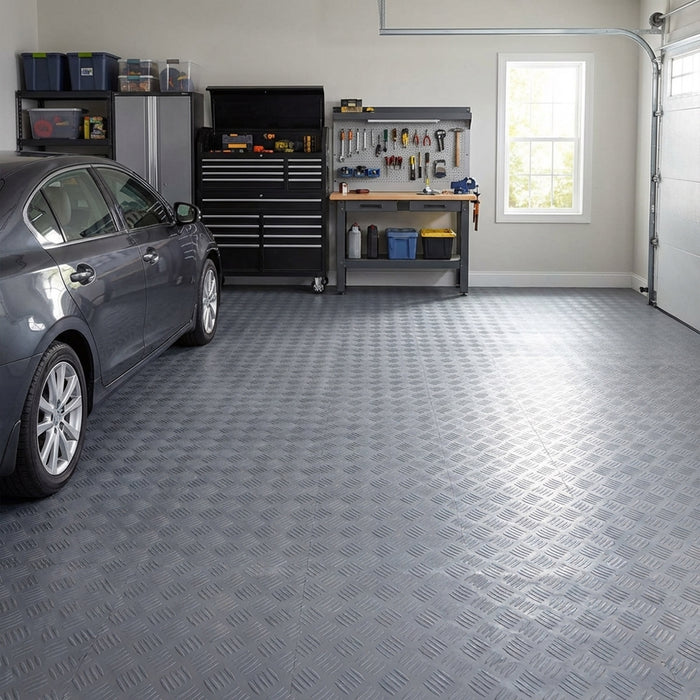 Modular Interlocking Solid Floor Tiles - Black