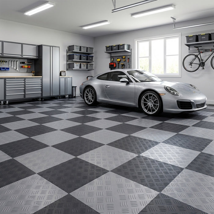 Modular Interlocking Solid Floor Tiles - Black
