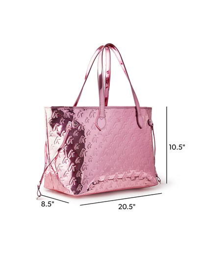 MONOGRAM GLAM TOTE WITH WRISTLET - METALLIC PINK