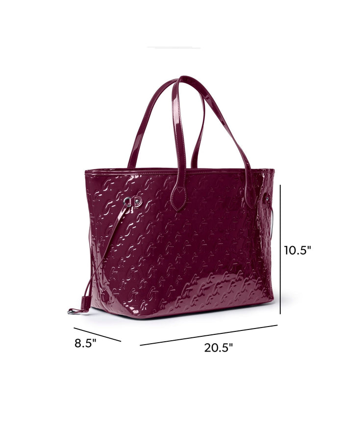 MONOGRAM GLAM TOTE WITH WRISTLET - MIRROR BURGUNDY