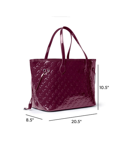 MONOGRAM GLAM TOTE WITH WRISTLET - MIRROR BURGUNDY