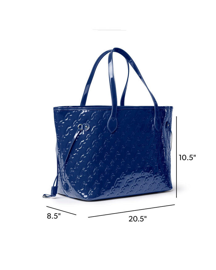 MONOGRAM GLAM TOTE WITH WRISTLET - MIRROR NAVY