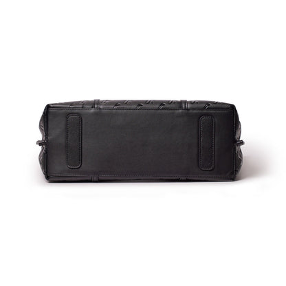 Black Monogram Sleek Tote bag with a smooth finish, featuring a structured rectangular shape and subtle branding details.