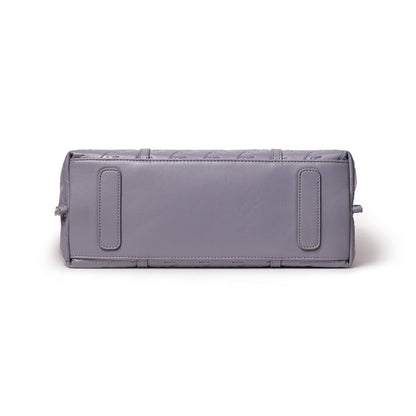 Gray Monogram Sleek Tote bag with a smooth finish, rectangular shape, and subtle branding details on the bottom.