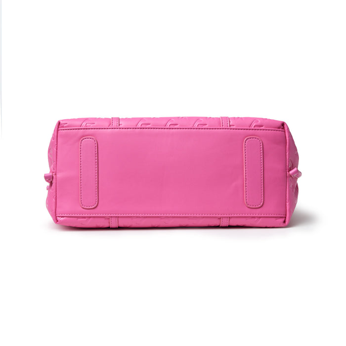Hot pink Monogram Sleek Tote bag with a smooth finish, rectangular shape, and minimal design, viewed from the bottom.