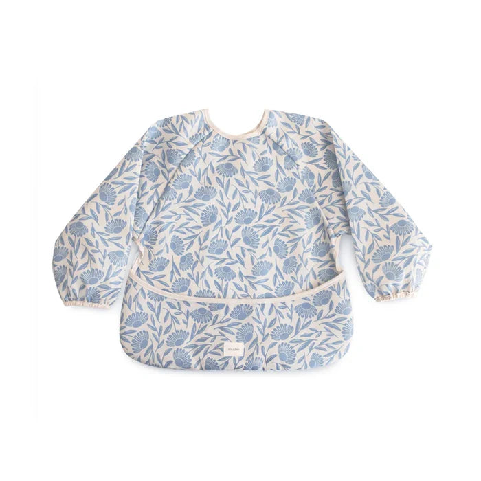 Mushie - Long Sleeve Bib in Blue Flowers