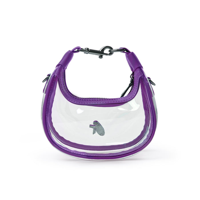 Clear hobo bag in purple with a stylish design and a unique charm, perfect for adding a pop of color to any outfit.