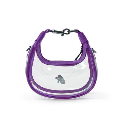 Clear hobo bag in purple with a stylish design and a unique charm, perfect for adding a pop of color to any outfit.