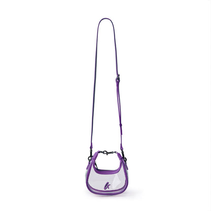 Purple Nano Clear Hobo Bag with a sleek design and adjustable strap, perfect for stylish and affordable luxury.