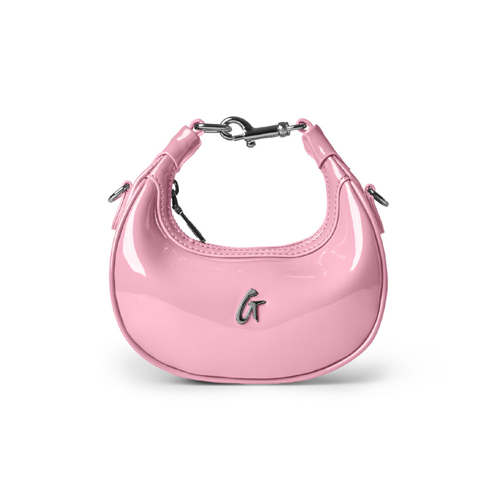 Light pink hobo bag with a glossy finish and a stylish design, perfect for adding a touch of luxury to any outfit.