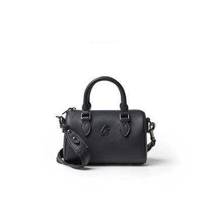 Black Nano Standard Gal Boston Bag featuring a structured design, top handles, and a detachable shoulder strap.