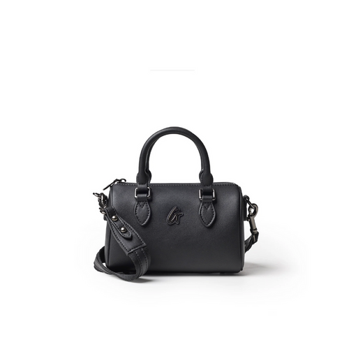 Black Nano Standard Gal Boston Bag featuring a structured design, top handles, and a detachable shoulder strap.