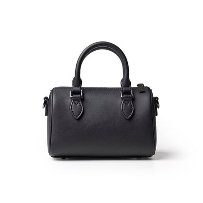 Elegant black NANO STANDARD GAL BOSTON BAG with structured design and dual top handles for stylish versatility.