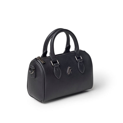 Black Nano Standard Gal Boston bag featuring a sleek design, dual handles, and a zip closure for stylish convenience.