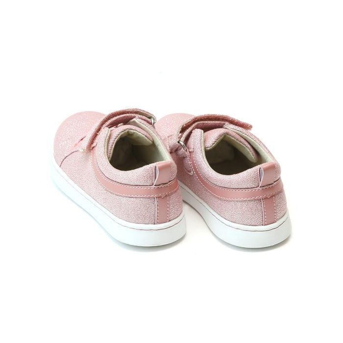 L'Amour Toddler Girls Natalie Metallic Pink Textile Playground Sneaker - Lamourshoes.com
