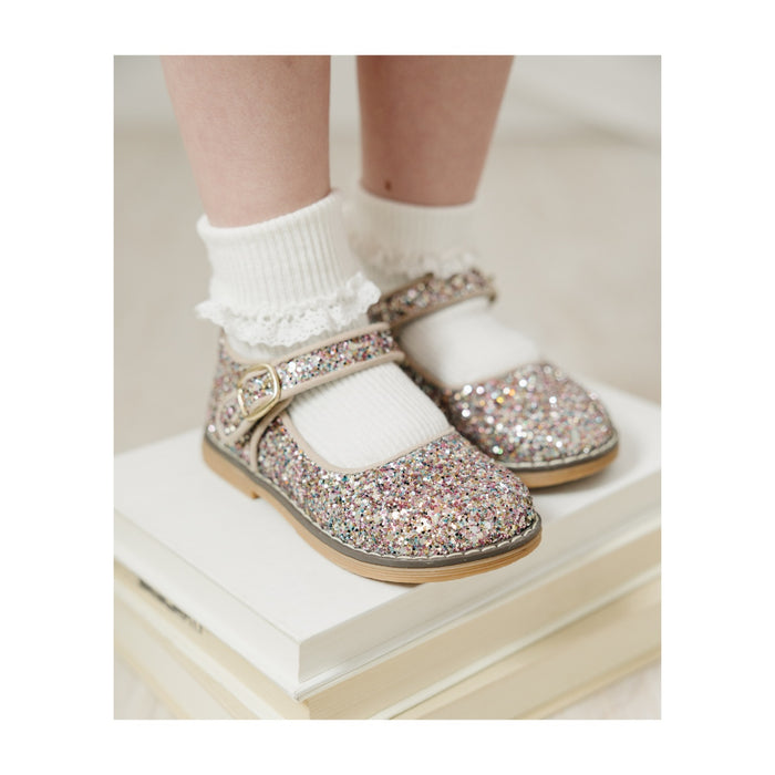 Toddler Girl's Sparkle Glitter Mary Jane Shoe - L'Amour Shoes - Natasha in Glitter Multi Pink