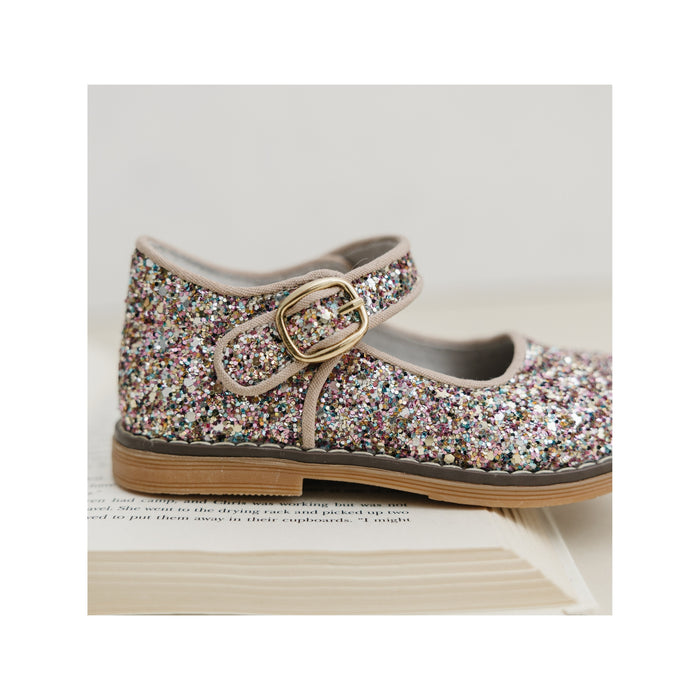 Toddler Girl's Sparkle Glitter Mary Jane Shoe - L'Amour Shoes - Natasha in Glitter Multi Pink