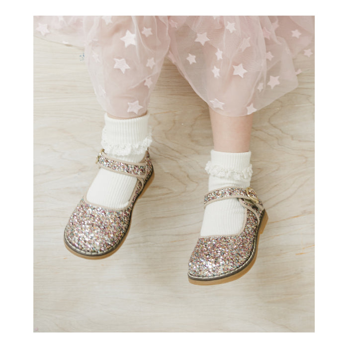 Toddler Girl's Sparkle Glitter Mary Jane Shoe - L'Amour Shoes - Natasha in Glitter Multi Pink