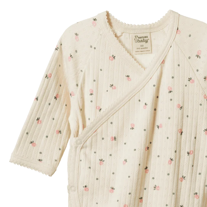Nature Baby – Pointelle Kimono Stretch and Grow in Posey