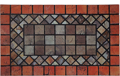 Nicoman Elegant Tile Effect Doormat - Red Edge