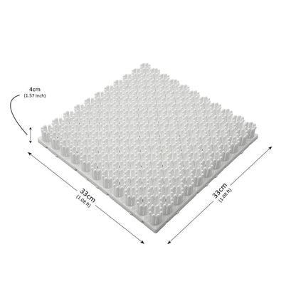 A ski mat with dimensions labelled on a white background