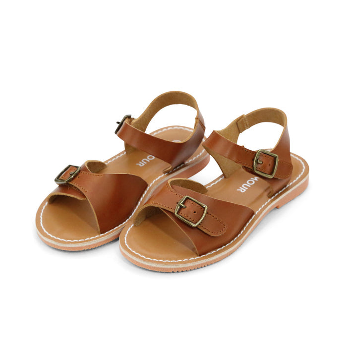 Toddler Girl's Velcro Sandal - Cognac - L'Amour Shoes Olympia