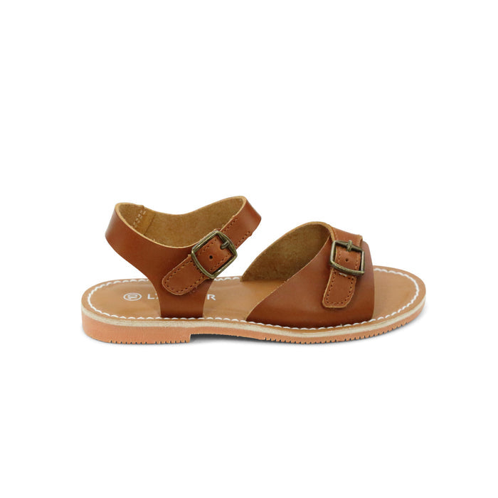 Toddler Girl's Velcro Sandal - Cognac Leather - L'Amour Shoes Olympia