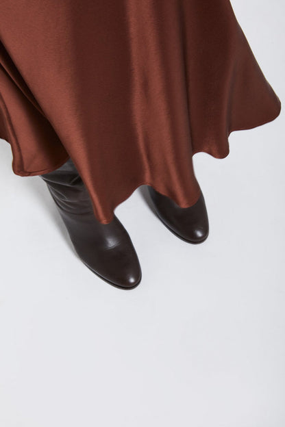Ottod'ame Gonna Longuette In Raso Marrone Donna