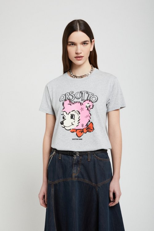 Ottod'ame T-shirt M/m Jersey Orsetto Grigio Donna
