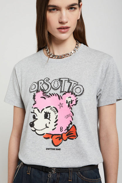 Ottod'ame T-shirt M/m Jersey Orsetto Grigio Donna