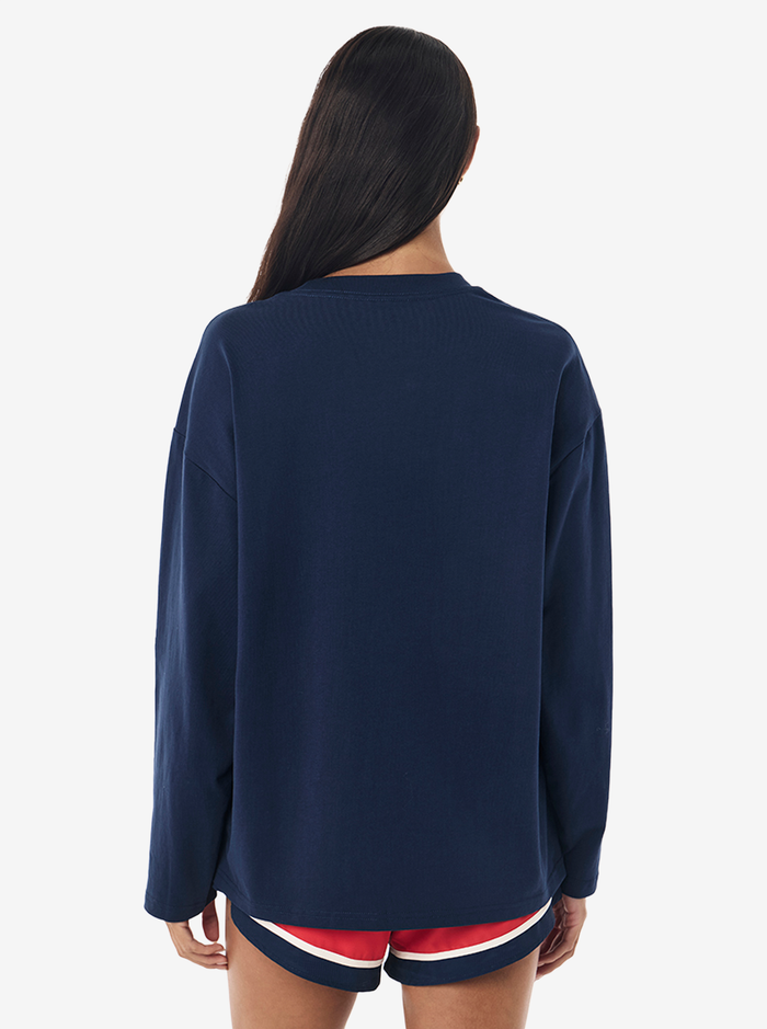 Oversized Long Sleeve Tee in Dark Navy