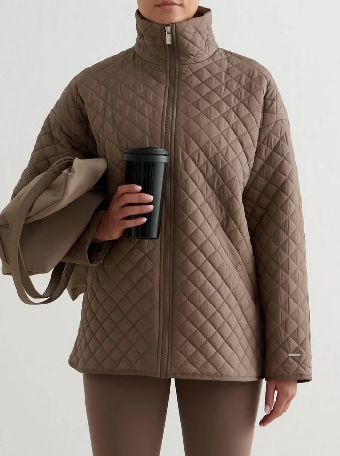 Oversized Quilted Jacket in Nougat