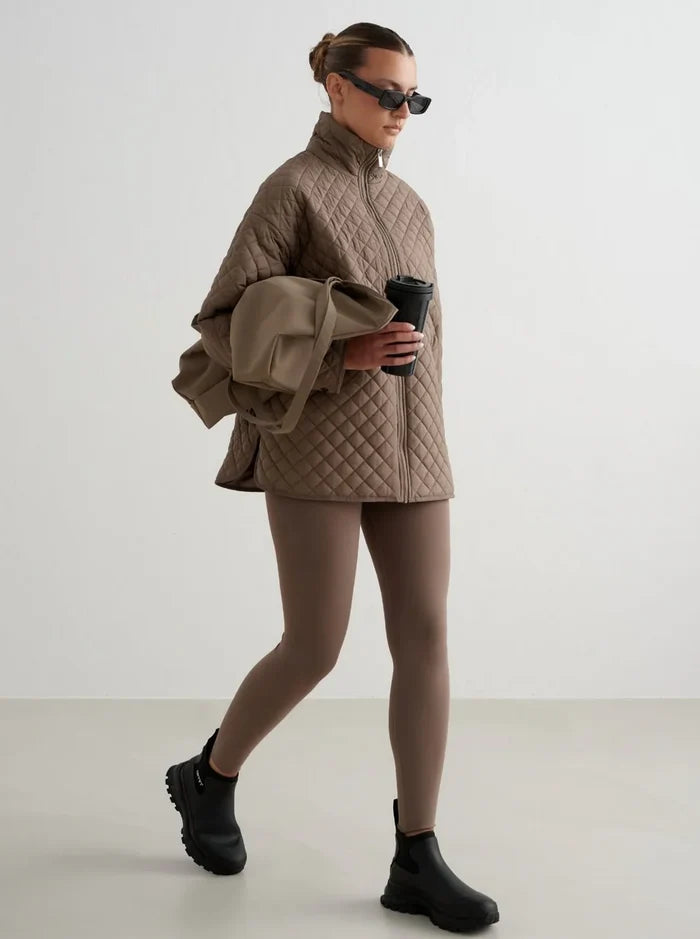 Oversized Quilted Jacket in Nougat