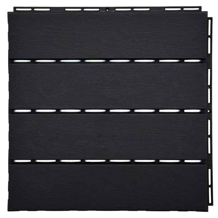 Pack of 12 Polydeck PVC Decking Tiles - Black