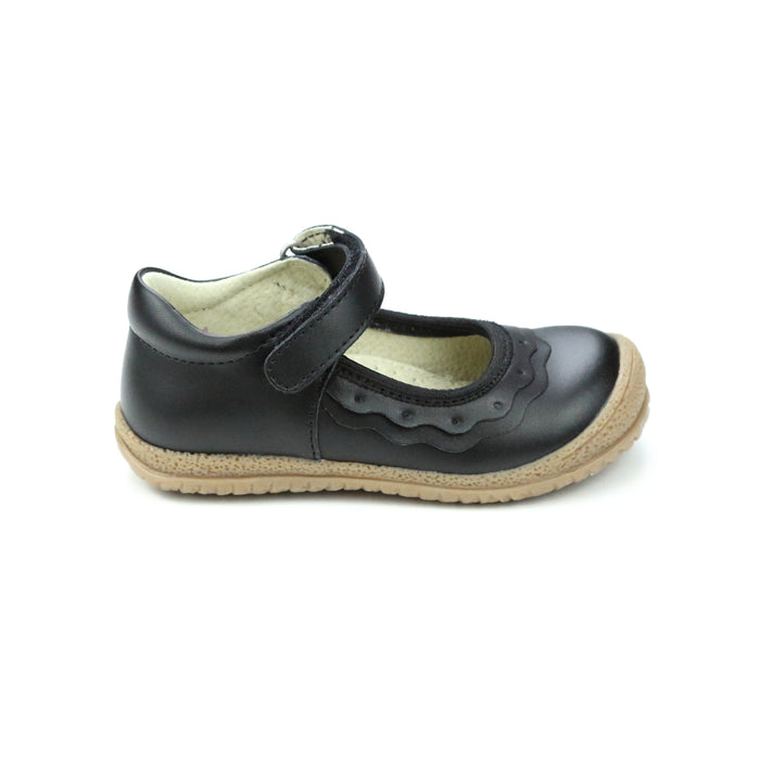Toddler Girl's Black School Mary Jane - Paige Ruffle Mary Jane - L'Amour Shoes
