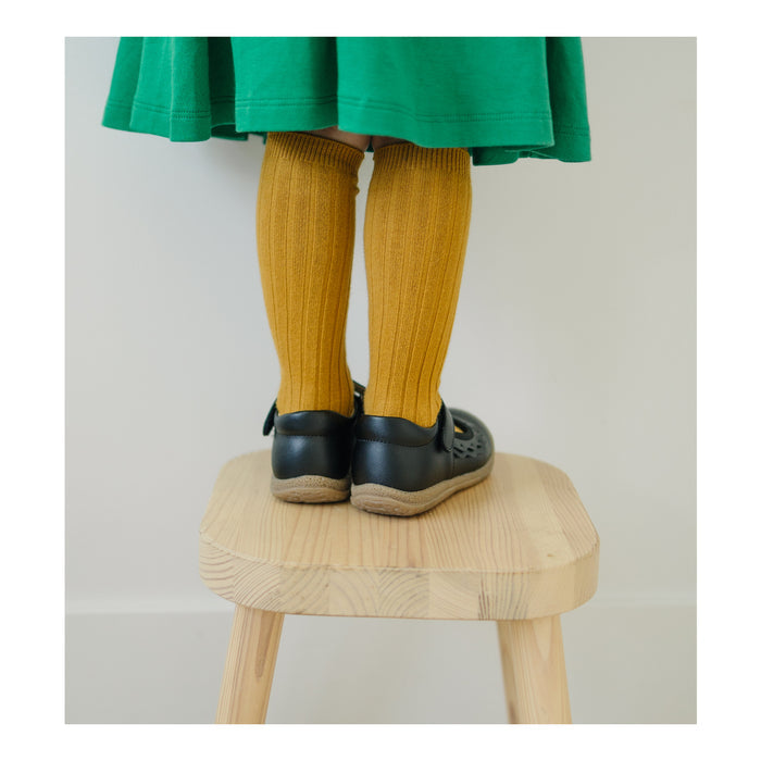 Toddler Girl's Black School Mary Jane - Paige Ruffle Mary Jane - L'Amour Shoes
