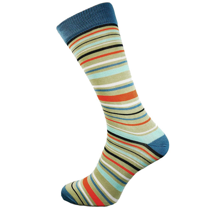 Pale striped Bamboo crew socks