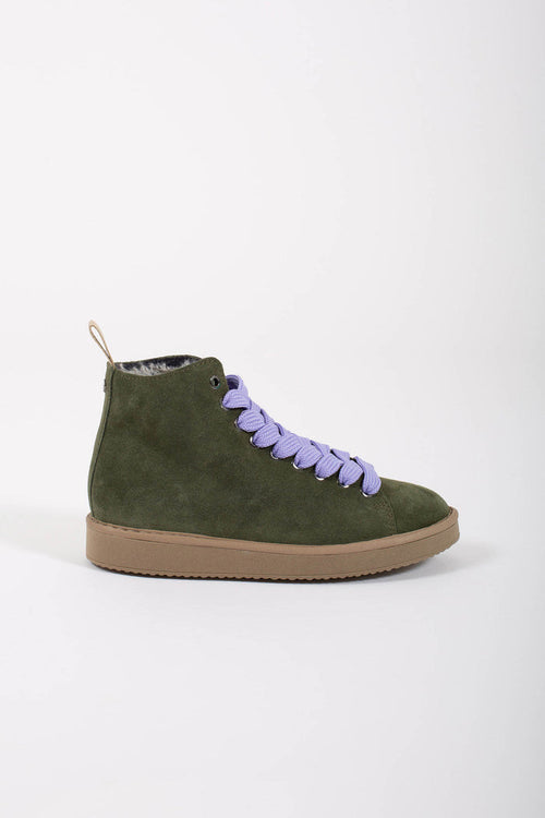 Panchic Ankle Boot Suede Faux Fur Verde Donna