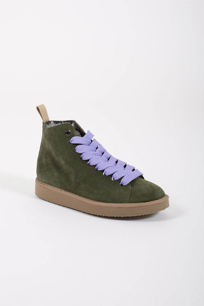 Panchic Ankle Boot Suede Faux Fur Verde Donna