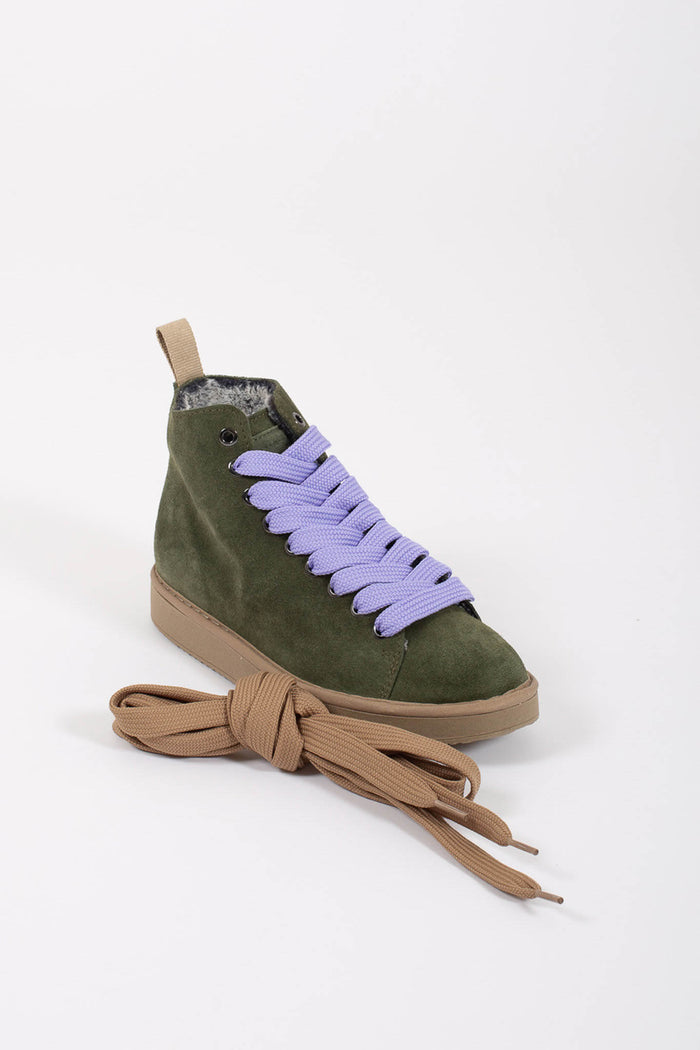 Panchic Ankle Boot Suede Faux Fur Verde Donna
