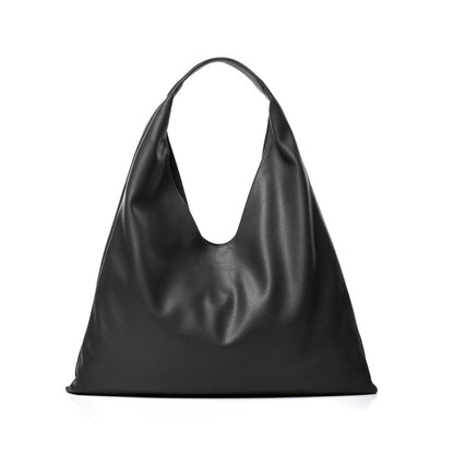 Stylish black pebble hobo shoulder bag with a unique deep V-shaped opening, perfect for everyday use.