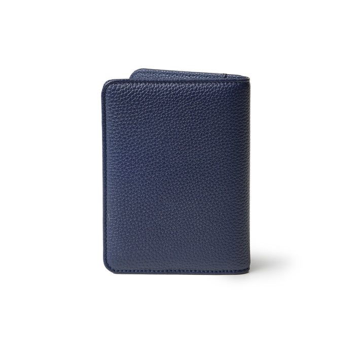 Navy Pebble Passport Holder with textured leather finish, compact and stylish travel accessory.