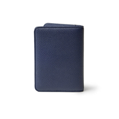 Navy Pebble Passport Holder with textured leather finish, compact and stylish travel accessory.