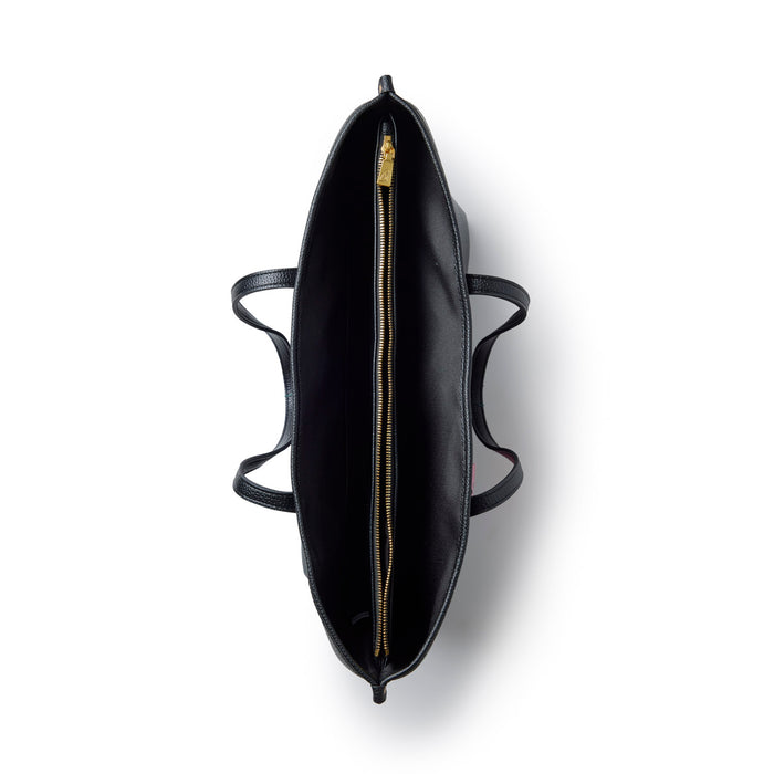 Black Pebble Sleek Tote with a spacious interior and zippered compartment, designed for stylish organization.